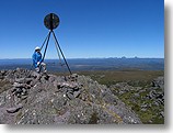 Kas and the Black Bluff trig with Cradle Mountain in the background